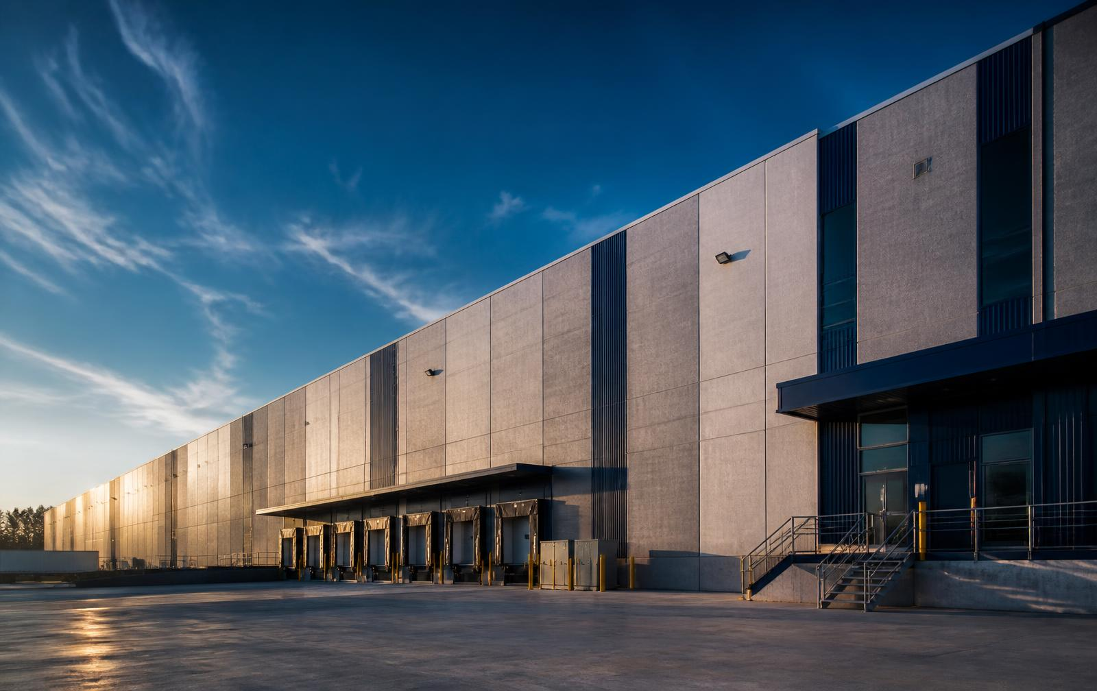 ICSD industrial facility at dusk